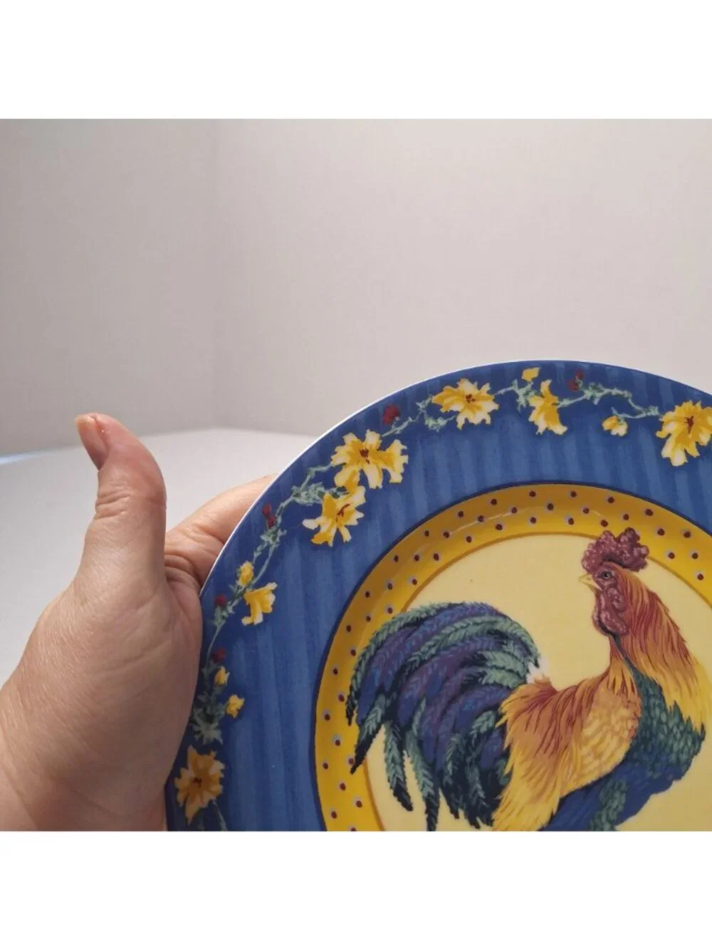 (3) FITZ & FLOYD CLASSIC CHOICES COQ DU VILLAGE ROOSTER PORTRAIT PLATES VINTAGE